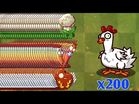 200 Chicken Zombies Vs 100 Plants Max Level || Who Will Win? || Pvz2