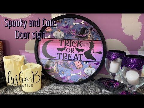Spooky but cute Halloween door sign, Halloween Décor, Holiday Sign, Trick or Treat Wall Sign
