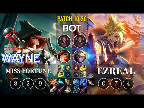 GRF Wayne Miss Fortune vs Ezreal Bot - KR Patch 10.20