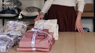 Изображение товара Комплект постельного белья из сатина темно-розового цвета с принтом "Воздушный цветок" из коллекции Prairie, 150х200 см