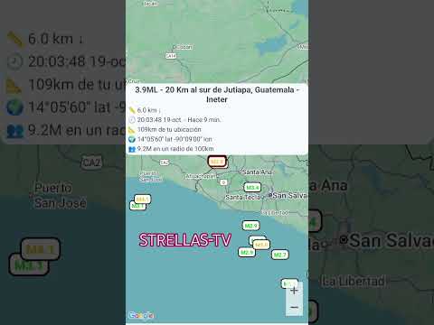 al sur de Jutiapa Guatemala el sismo fue de 3.9