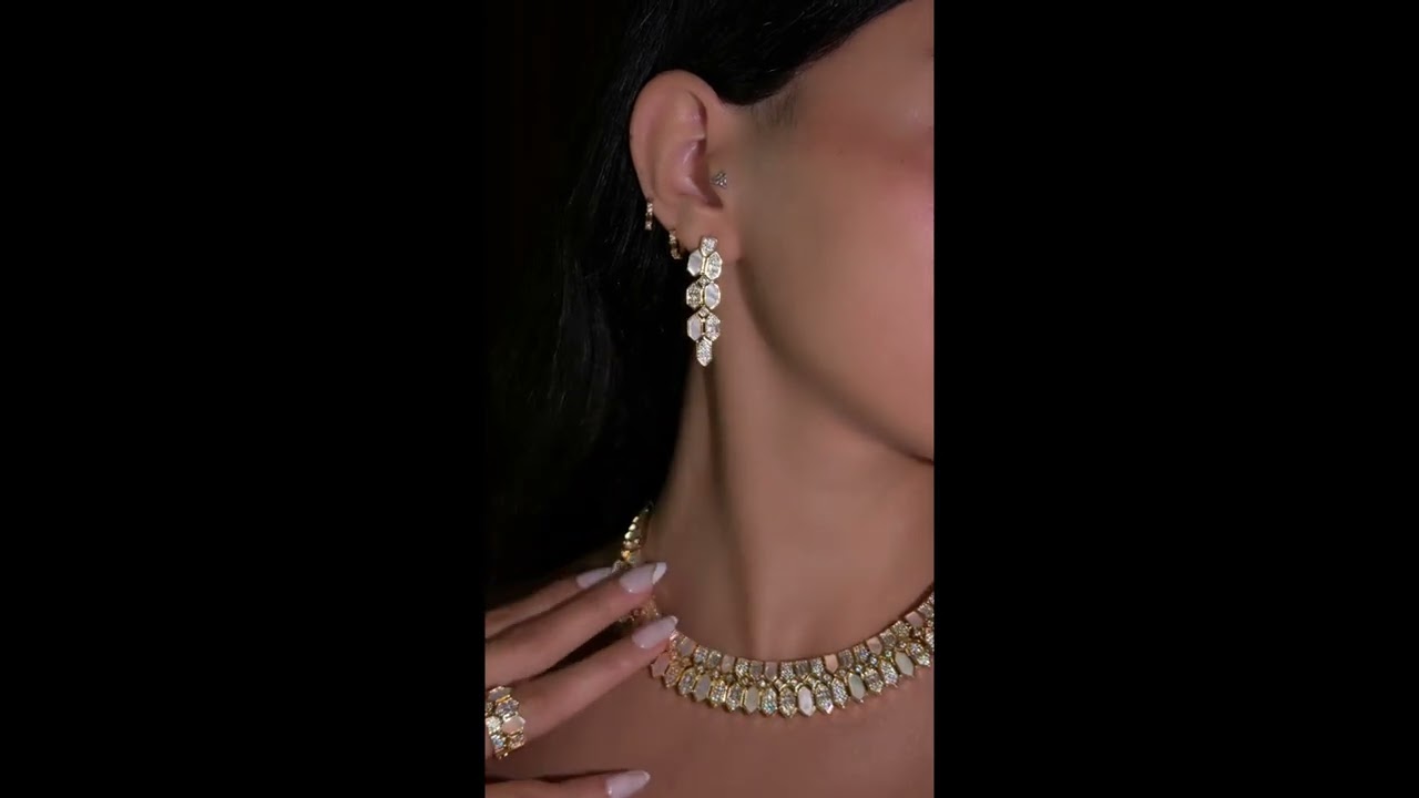 Unique gold accessory set with a geometric design