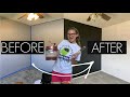 BLACK WALL OFFICE REMODEL BEFORE AFTER GIRL BOSS OFFICE SPACE
