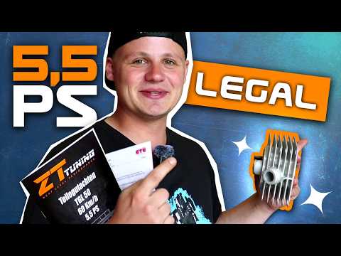 LEGALES TUNING mit AM-Führerschein - 5,5 PS ZT50N TGL Prüftstand - Vergleich mit Simson Ori-Zylinder