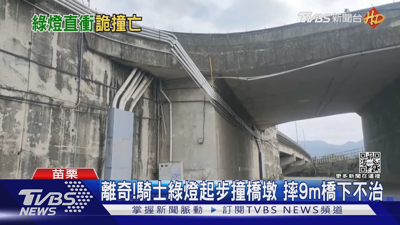 離奇！騎士綠燈起步撞橋墩　摔9m橋下不治