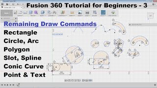 Fusion 360 Tutorial for Beginners - 3 | Fusion 360 Sketching Tutorial | Remaining Draw Commands