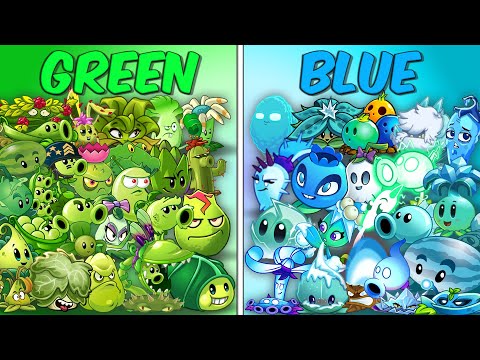All Plants GREEN vs BLUE - Who Will Win? - PvZ 2 Team Plant vs Team Plant