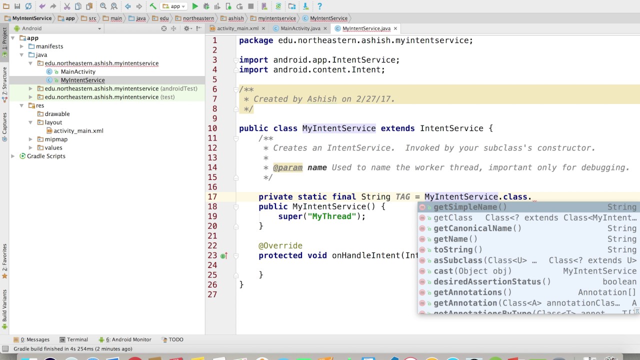 Intent Service Example