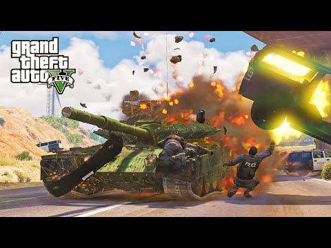 GTA 5 BRUTAL T-80BVM ARMY TANK TRAFFIC CRASHES EXPLOSIONS COMPILATIONS PART - 2 - DESTRUCTION