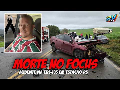 (( MORTE NO FOCUS )) Carro fica destruído e motorista MORRE em acidente na ERS-135 em Estação RS
