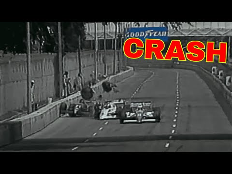 Huge Mario Andretti Crash, Hits Broken Down Car (1989 CART Toronto)