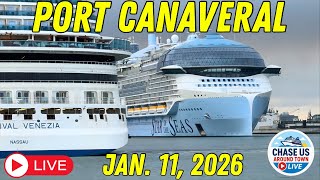LIVE: Watching Massive Cruise Ships Leaving Port Canaveral LIVE! (Jan. 11, 2026)