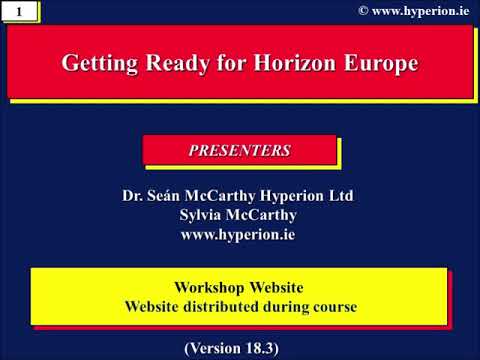 Overview of Getting Ready for Horizon Europe (Version 18.3 ...