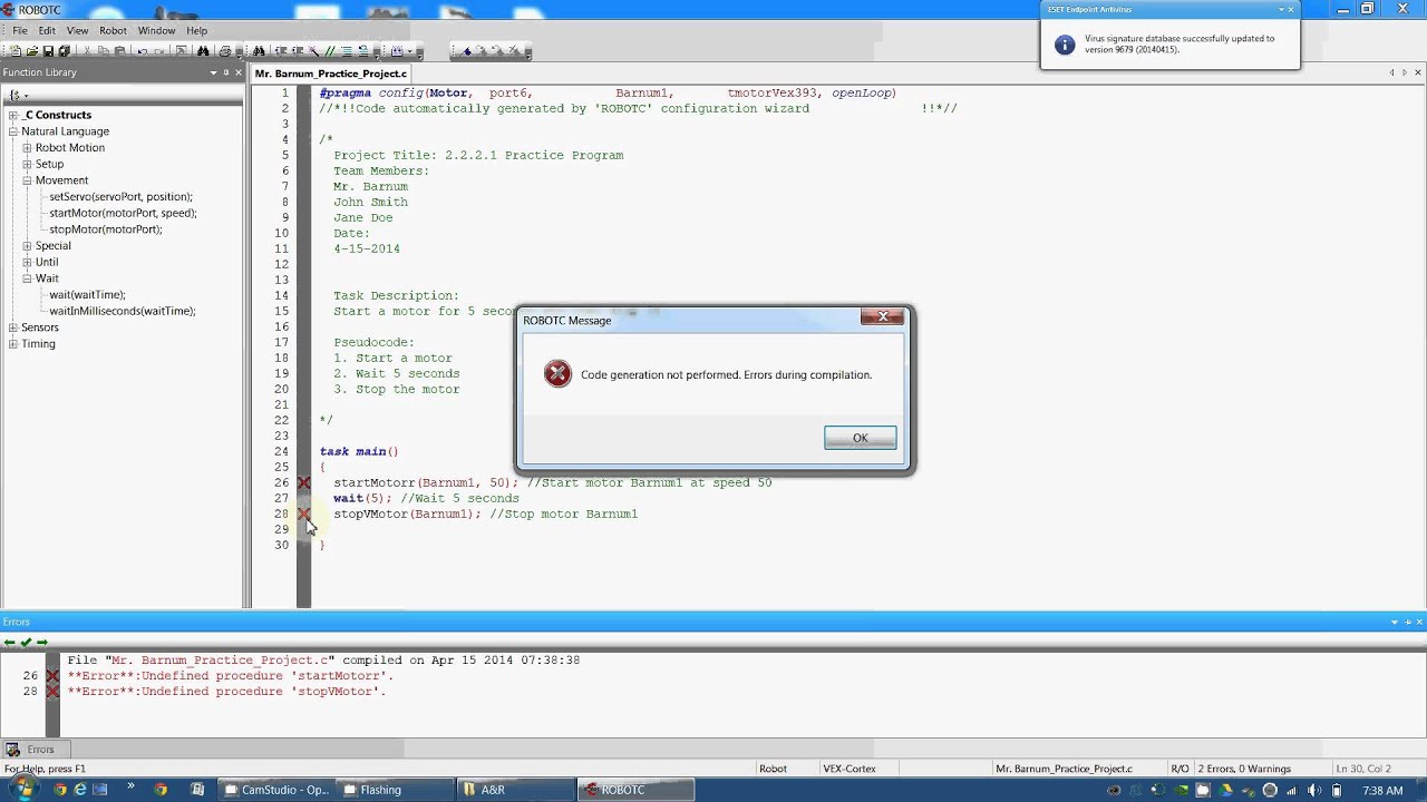 Robot C - #07 Compiling and Fixing Errors