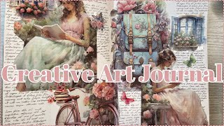 CREATIVE ART JOURNAL COLLAGE WITH ME | VINTAGE GIRL BOOK THEME