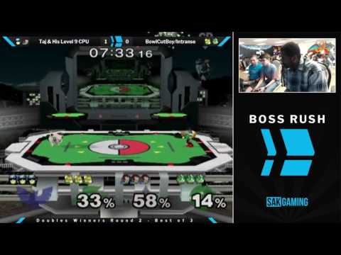 Boss Rush April Doubles WR2 - Taj & His Level 9 CPU (Blue) vs BowlCutBoy & Intranse (Green)
