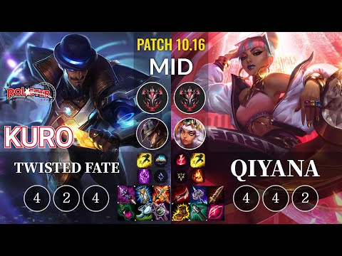 KT Kuro Twisted Fate vs Qiyana Mid - KR Patch 10.16
