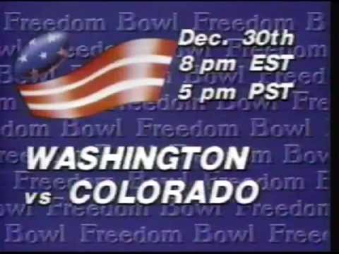 1985 Freedom Bowl promo. Washington versus Colorado. Featuring Huskies coach Don James.