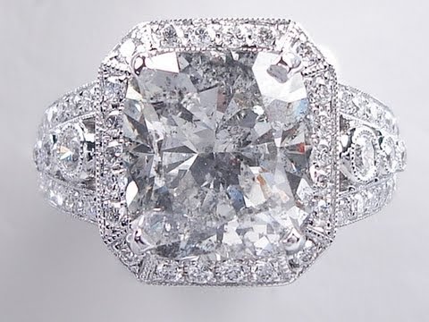 6.71 ctw Cushion Cut G SI3 Diamond Engagement Ring - BigDiamondsUSA
