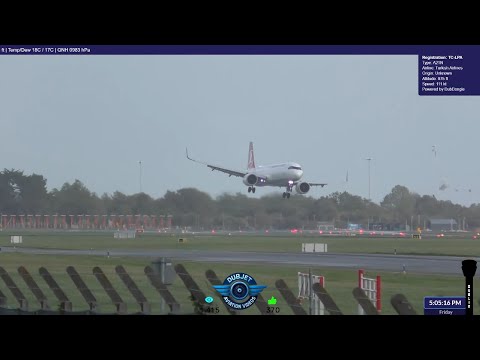 Turkish Airlines A321neo Touch & Go at Dublin Airport During Storm Amy