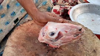 Goat Head Cutting Skills || Lamb Head Cleaning & Cutting || Amazing Cutting Style