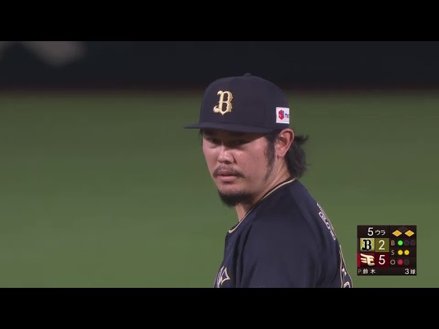 【5回裏】連夜の火消し!! バファローズ・鈴木博志 ピンチの場面で空振り三振を奪う!!  2024年9月2日 東北楽天ゴールデンイーグルス 対 オリックス・バファローズ