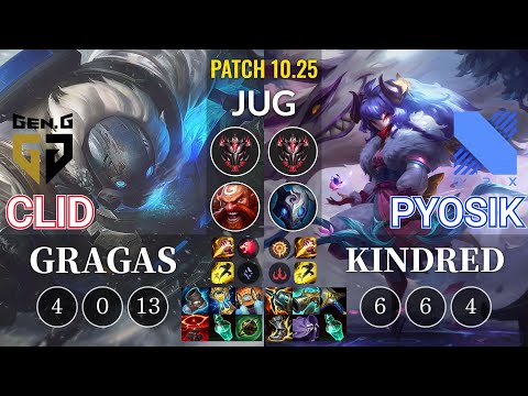 GEN Clid Gragas vs DRX Pyosik Kindred Jungle - KR Patch 10.25
