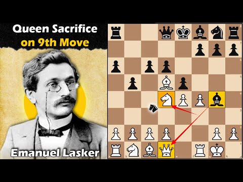 Lasker's Queen Sacrifice on 9th Move | Lasker vs NN 1903