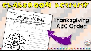 Thanksgiving Activities - ABC Order Cut and Paste Activity | November Printables