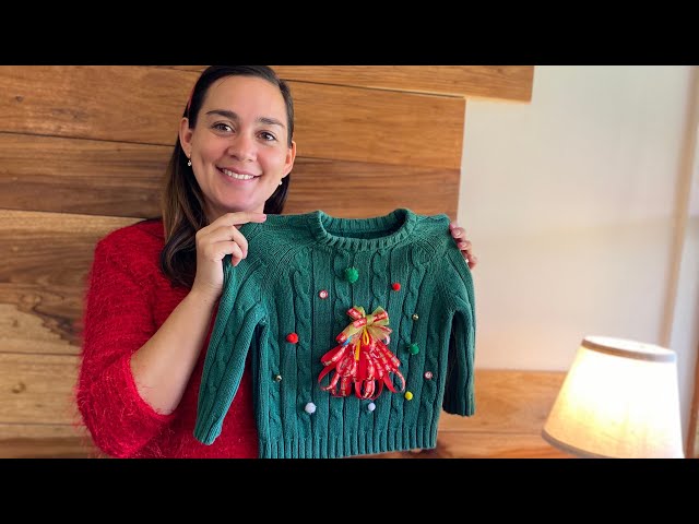 Vídeo relacionado con Giggling Getup Suéteres feos de Navidad para mujer, prenda de punto navideña con luz, suéter de reno con LED para hombre y mujer, suéter feo de Navidad de tirantes, verde, M