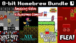 8 Bit Homebrew Bundle! 4 Awesome NES games - Space Raft, Nix, Doodle World & Flea for $20!