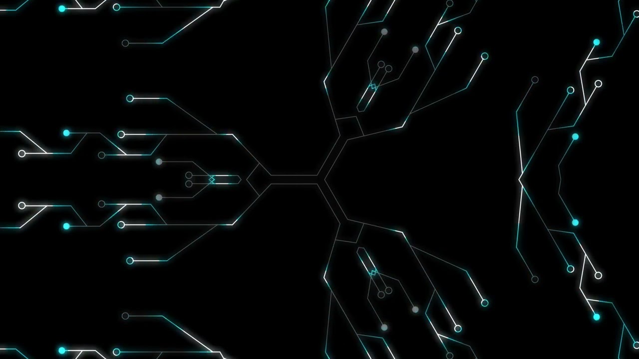 digital processor line animation on black background. concept for technology.