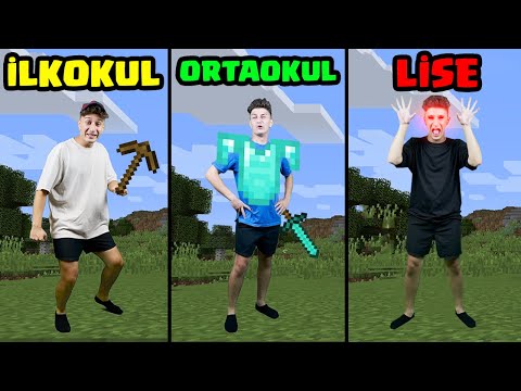 İLKOKUL vs ORTAOKUL vs LİSE 👽 MİNECRAFT