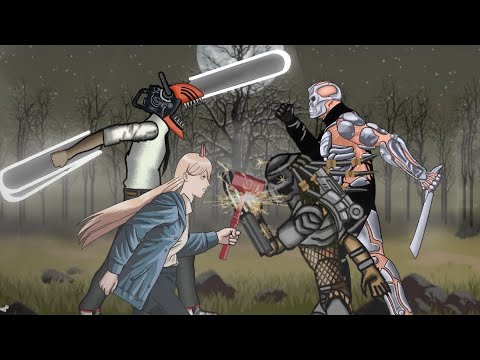 Power And Denji Vs Uber Jason And Predator (Drawing Cartoons 2 Animation)