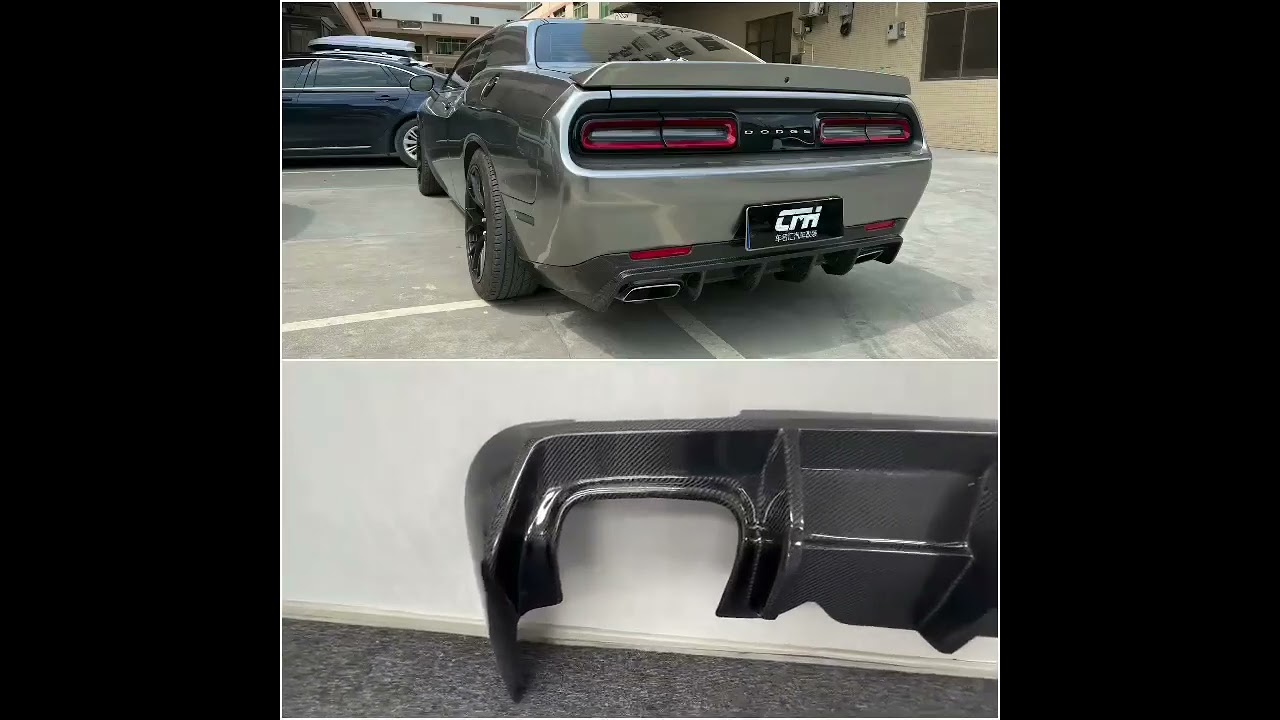 Dodge Challenger 2008-2023 гг. Диффузор Заднего Бампера (Карбон) Video 1