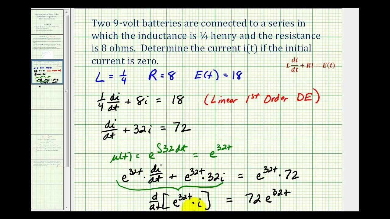 Applications of First Order Differential Equations -- RL Circuit