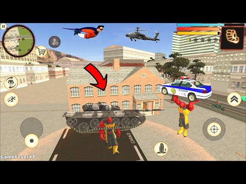 Stone Giant Rope Hero (Red Stone Man Stuck in US Army Tanks) Police Jeep Throw - Android Gameplay HD