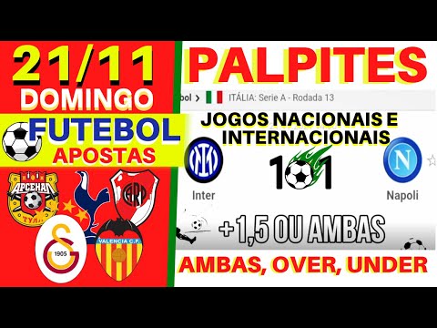 Palpites de Futebol para Hoje, 21/11, DOMINGO.