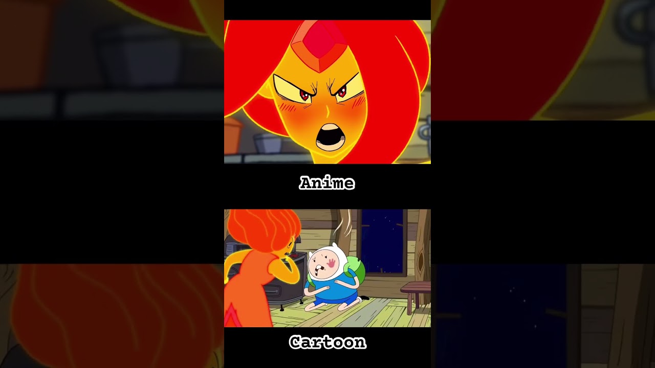 Flame princess slaps Finn comparison (ADVENTURE TIME ANIME)