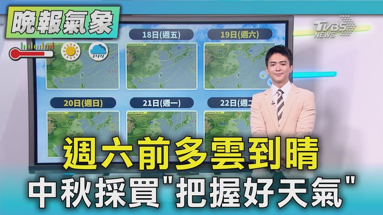 天氣/週六前多雲到晴 中秋採買「把握好天氣」