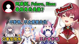 Aqua、Pekora、Riona誰最陰角！船長給出個人解答！【兔田佩克拉×寶鍾瑪琳×響咲Riona】【hololive中文精華】【ホロライブ切り抜き】