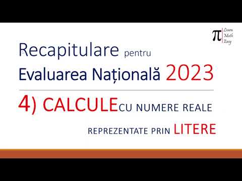 Recapitulare Evaluarea Nationala 2023 Calcule cu numere reale reprezentate prin litere
