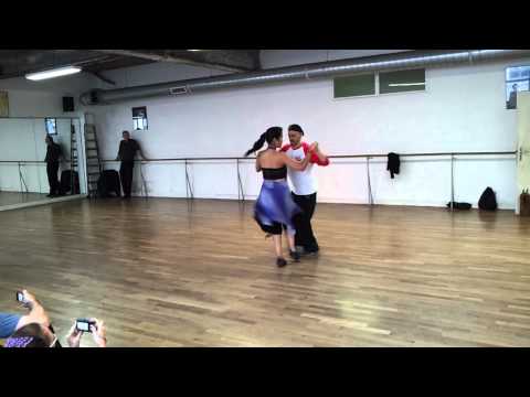  Homer Ladas  and  Cristina Ladas  are  dancing  to  a  nontraditional song  in  2012