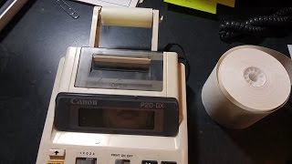 How to replace receipt tape paper roll on Canon P20 DX Electronic Calculator Printer