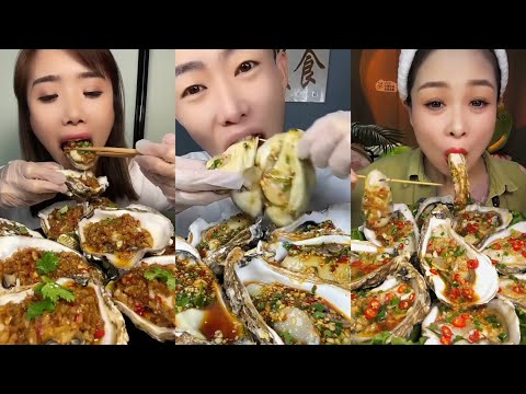 Oysters Eating Mukbang Garlic Vermicelli and Oyster collection Seafood Asmr Eating Sounds