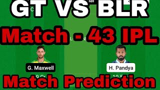 gt vs rcb dream11 team | gujarat vs bengaluru dream11 team prediction | dream11 team of today match