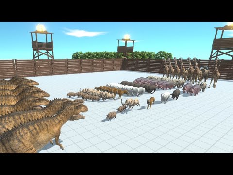 Carcharodontosaurus ARMY vs ARMY from ALL FACTIONS Animal Revolt Battle Simulator