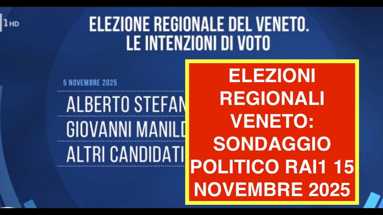 ELEZIONI REGIONALI VENETO: SONDAGGIO POLITICO RAI1 15 NOVEMBRE 2025