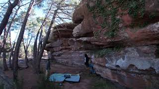 Video thumbnail de Salto de la grulla, 7a. Albarracín