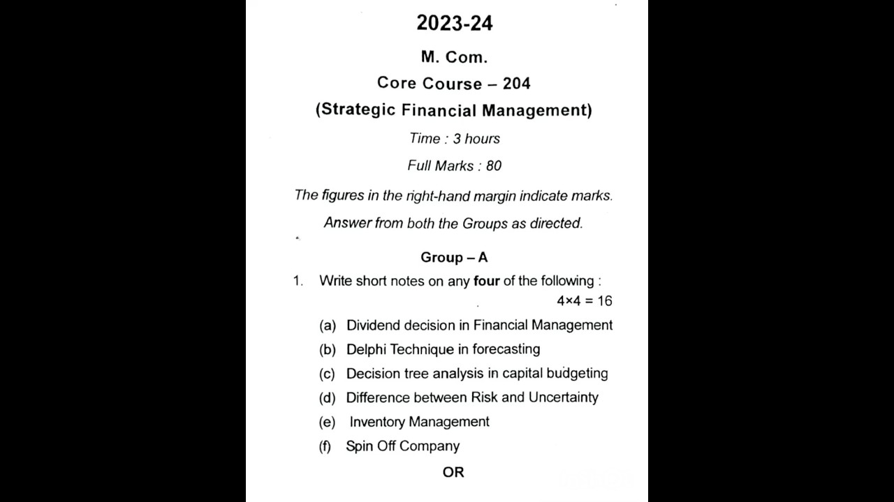 Strategic financial management